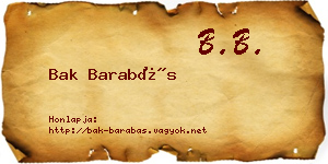 Bak Barabás névjegykártya